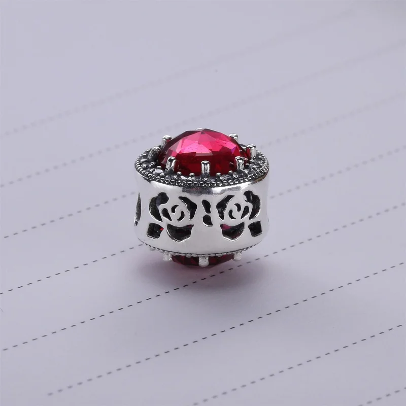 (image for) PANDORA Disney Belle's Radiant Rose Cerise Crystals Cu Charm - 792140ncc - View 2