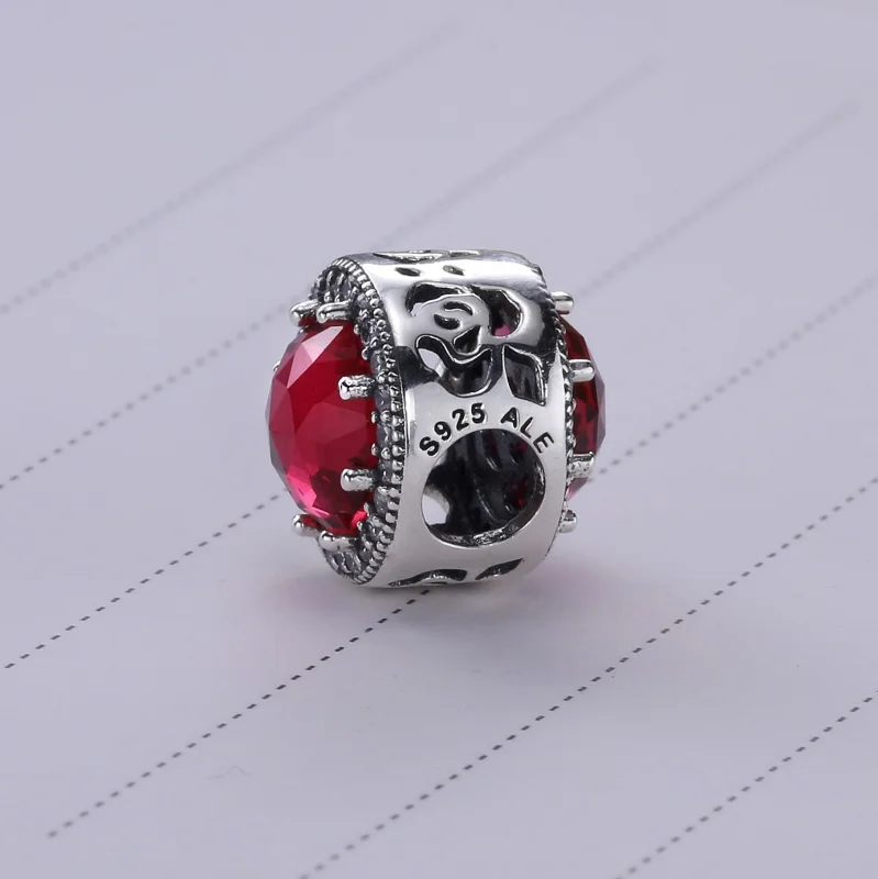 (image for) PANDORA Disney Belle's Radiant Rose Cerise Crystals Cu Charm - 792140ncc - View 4