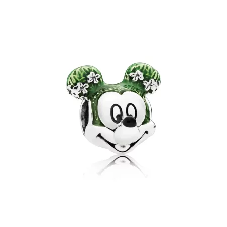 PANDORA Disney Mickey Epcot silver charm with black and green enamel - 796603ENMX PANDORA Disney Mickey Epcot silver charm with black and green enamel - 796603ENMX