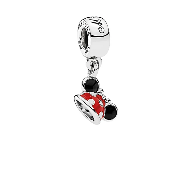 (image for) PANDORA Disney Minnie ear hat silver dangle with black, red and white enamel - 792122ENMX - Product Image