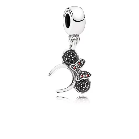 PANDORA Disney Minnie Headband Silver Dangle With Black Crystal - PANDOR
