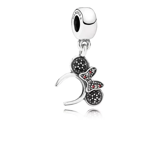 PANDORA Disney Minnie Headband Silver Dangle With Black Crystal - PANDOR