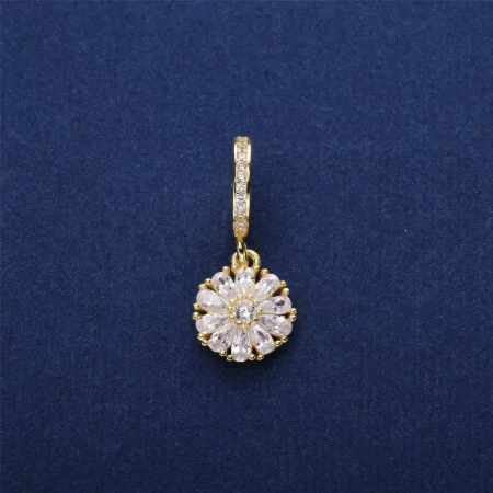 PANDORA Embellished Floral Dangle Charm, 14K Gold Clear CZ - 751002CZ