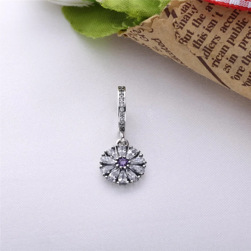 (image for) PANDORA Embellished Floral Dangle Charm, 14K Gold Clear CZ - 751002CZ - View 3