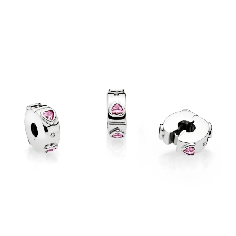 (image for) PANDORA Explosion of Love Clip, Fancy Fuchsia Pink Clear CZ - 796591FPC - View 2