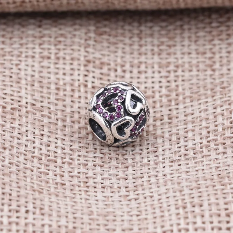 (image for) PANDORA Fancy Pink Falling In Love Openwork Charmora Charm - 791424CZS - View 2
