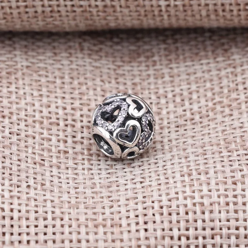 (image for) PANDORA Fancy Pink Falling In Love Openwork Charmora Charm - 791424CZS - View 3