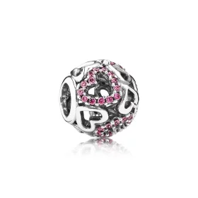 PANDORA Fancy Pink Falling In Love Openwork Charmora Charm - 791424CZS