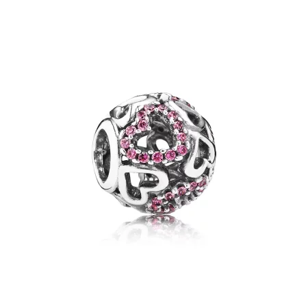 PANDORA Fancy Pink Falling In Love Openwork Charmora Charm - 791424CZS