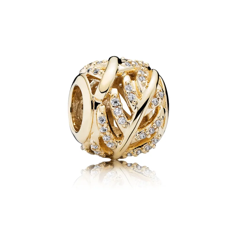 (image for) PANDORA Feather Gold Charm With Cubic Zirconia Charm - 750831CZ - Product Image