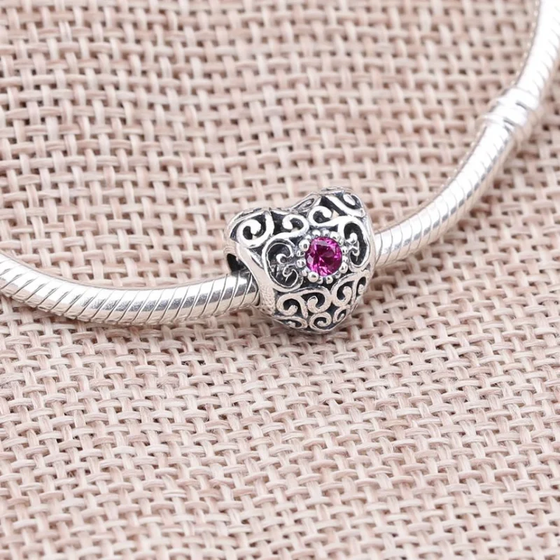 (image for) PANDORA February Signature Heart Charm, Synthetic Amethyst - 791784SAM - View 2