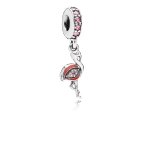 PANDORA Flamingo Dangle, Fancy Pink CZ Orange Enamel - 791294CZS