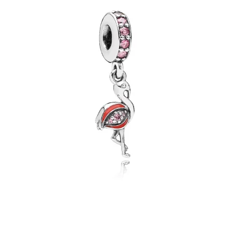 PANDORA Flamingo Dangle, Fancy Pink CZ Orange Enamel - 791294CZS