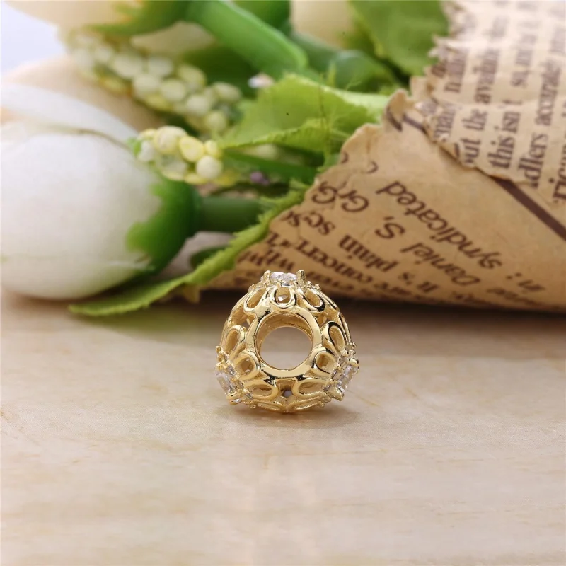 (image for) PANDORA Floral Brilliance Charm, Clear CZ 14K Gold - 750836CZ - View 4