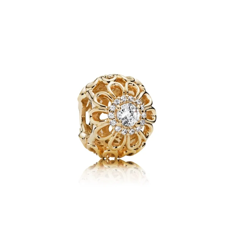 (image for) PANDORA Floral Brilliance Charm, Clear CZ 14K Gold - 750836CZ - Product Image