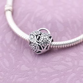 PANDORA Floral Heart Padlock Openwork Charm - 791397 PANDORA Floral Heart Padlock Openwork Charm - 791397