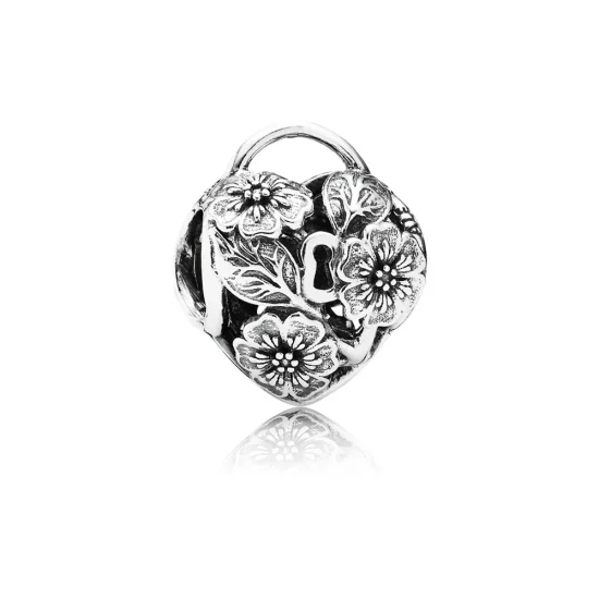 PANDORA Floral Heart Padlock Openwork Charm - 791397