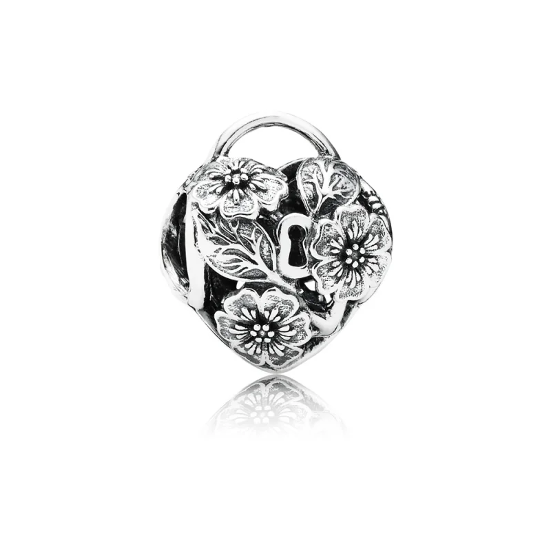 (image for) PANDORA Floral Heart Padlock Openwork Charm - 791397 - Product Image