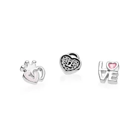 PANDORA Forever Hearts Petites, Soft Pink Enamel, Pink & Clear CZ - 792021PCZ PANDORA Forever Hearts Petites, Soft Pink Enamel, Pink & Clear CZ - 792021PCZ