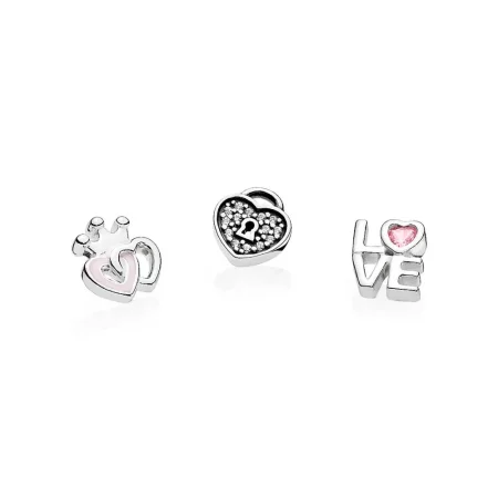 PANDORA Forever Hearts Petites, Soft Pink Enamel, Pink & Clear CZ - 792021PCZ