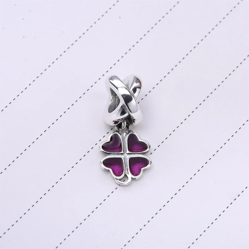 (image for) PANDORA Four-leaf clover Dangle, fuchsia enamel - 790572EN07 - View 2