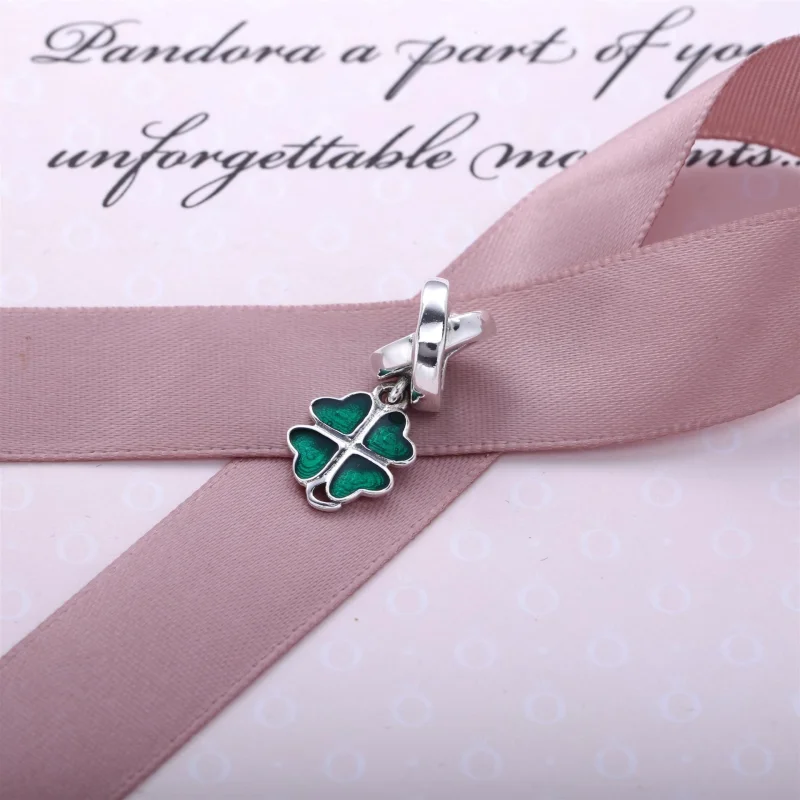(image for) PANDORA Four Leaf Clover Pendant Charm - 790572EN25 - View 2