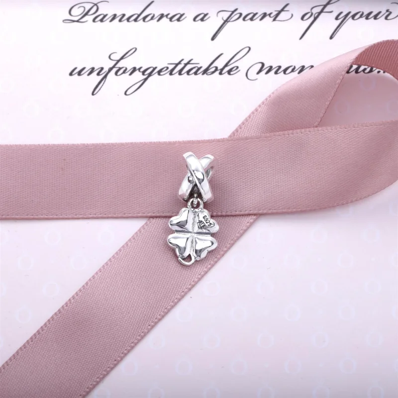 (image for) PANDORA Four Leaf Clover Pendant Charm - 790572EN25 - View 3