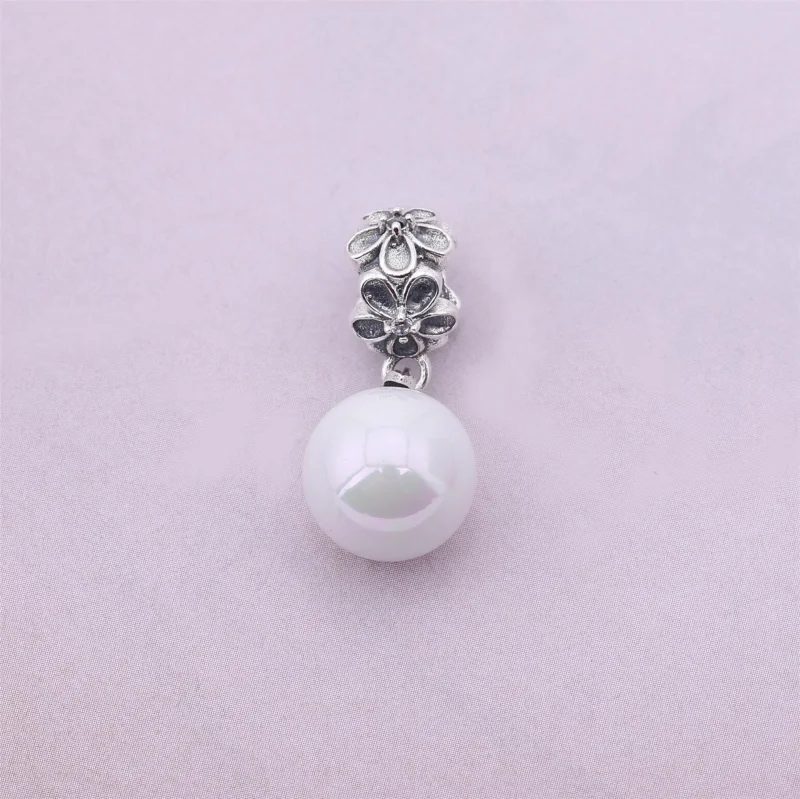 (image for) PANDORA Garden odyssey Dangle, white pearl black cz - 790858P - View 2