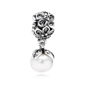 (image for) PANDORA Garden odyssey Dangle, white pearl black cz - 790858P