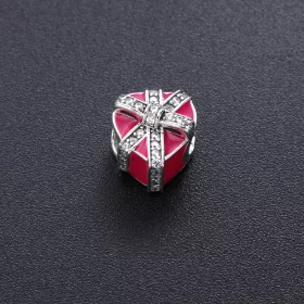 PANDORA Gifts of Love Charm, Magenta Enamel Clear CZ - 792047CZ PANDORA Gifts of Love Charm, Magenta Enamel Clear CZ - 792047CZ