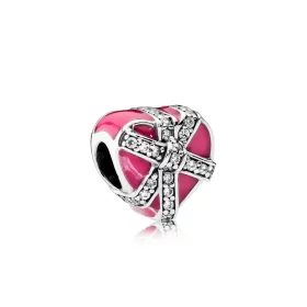 PANDORA Gifts of Love Charm, Magenta Enamel Clear CZ - 792047CZ PANDORA Gifts of Love Charm, Magenta Enamel Clear CZ - 792047CZ