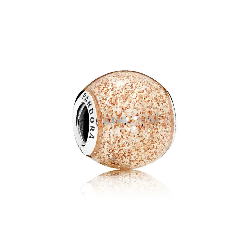 (image for) PANDORA Glitter Ball Rose Golden Glitter Enamel Charm - 796327EN145 - Product Image