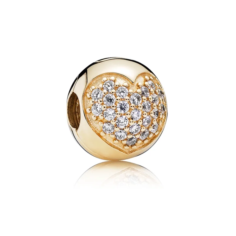 (image for) PANDORA Gold Pavé Heart Clip - 750832CZ - Product Image