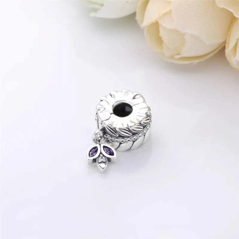 (image for) PANDORA Grains of Energy Clip, Clear CZ & Purple Enamel - 797591CZ - View 3