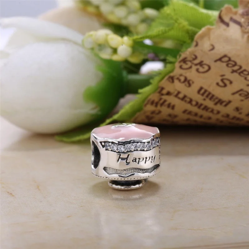 (image for) PANDORA Happy Birthday Cake Mixed Enamel Clear CZ Charm - 792061ENMX - View 2