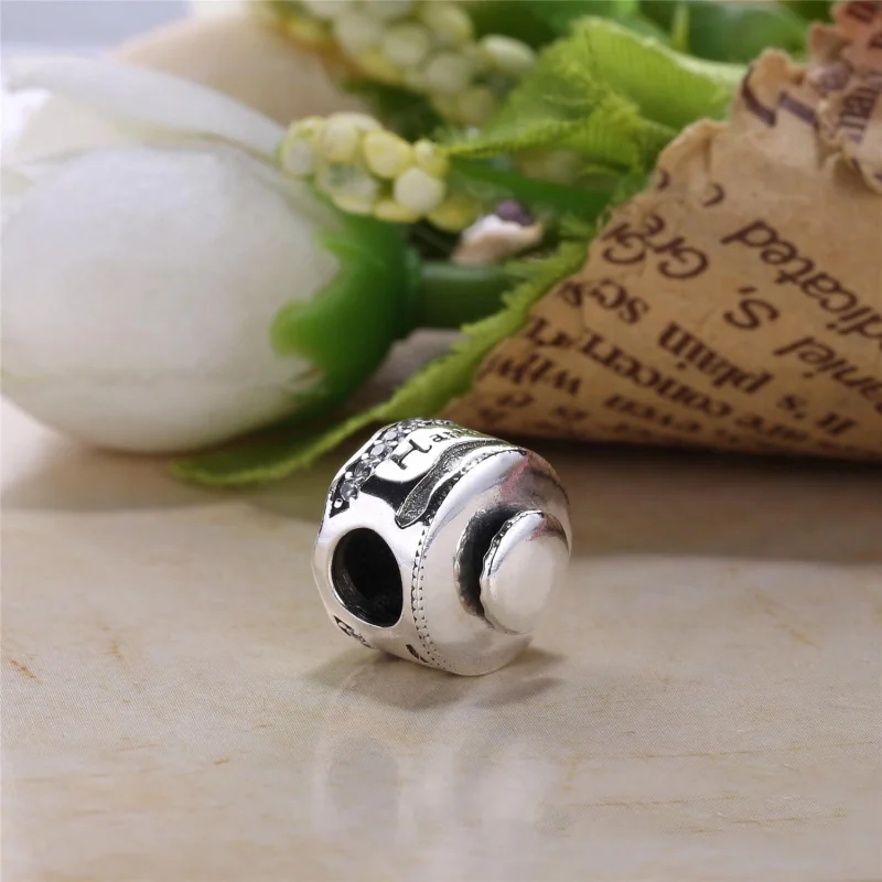 (image for) PANDORA Happy Birthday Cake Mixed Enamel Clear CZ Charm - 792061ENMX - View 3