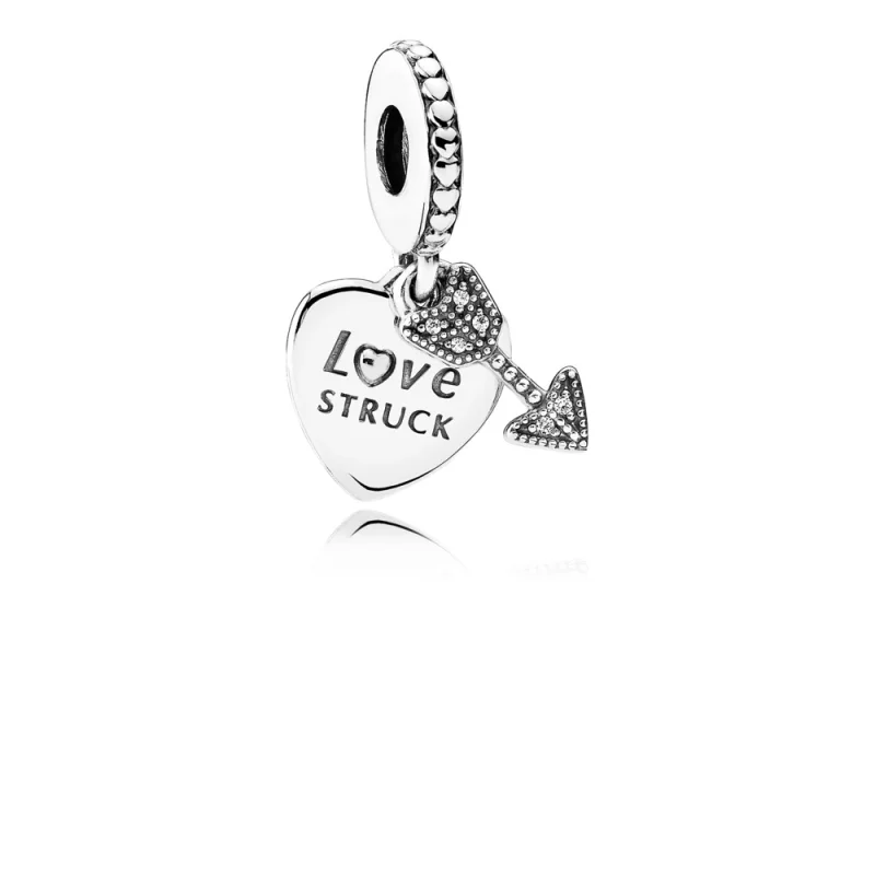 (image for) PANDORA Heart and arrow silver dangle with clear cubic zirconia - 792041CZ - Product Image