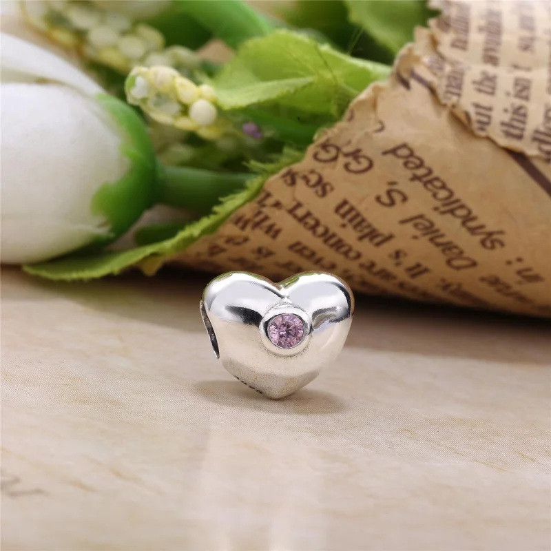 (image for) PANDORA Heart Charm, Pink CZ - 790134PCZ - View 2