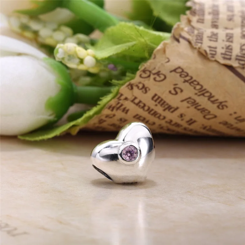 (image for) PANDORA Heart Charm, Pink CZ - 790134PCZ - View 3
