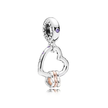 PANDORA Heart Highlights Dangle Charm, Lilac & Royal Purple Crystals & Clear CZ - 787247NLCMX