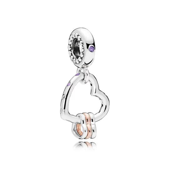 PANDORA Heart Highlights Dangle Charm, Lilac & Royal Purple Crystals & Clear CZ - 787247NLCMX