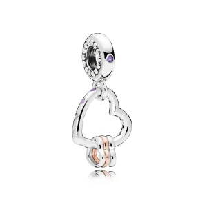 (image for) PANDORA Heart Highlights Dangle Charm, Lilac & Royal Purple Crystals & Clear CZ - 787247NLCMX