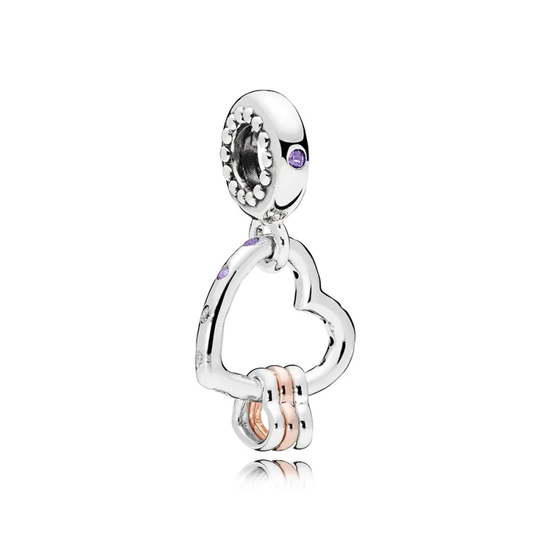 (image for) PANDORA Heart Highlights Dangle Charm, Lilac & Royal Purple Crystals & Clear CZ - 787247NLCMX - Product Image