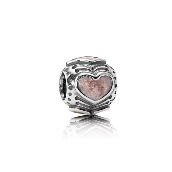 PANDORA Hearts Charm, Pink Enamel - 790591EN28