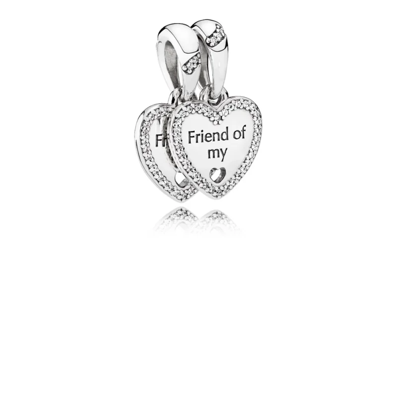 (image for) PANDORA Hearts of Friendship, Clear CZ Pendant Charm - 792147CZ - Product Image