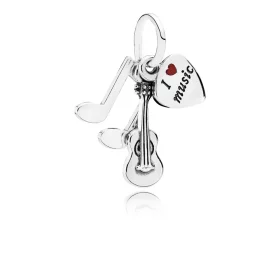 PANDORA I Love Music Red Enamel Dangle Charm - 791504EN09 PANDORA I Love Music Red Enamel Dangle Charm - 791504EN09