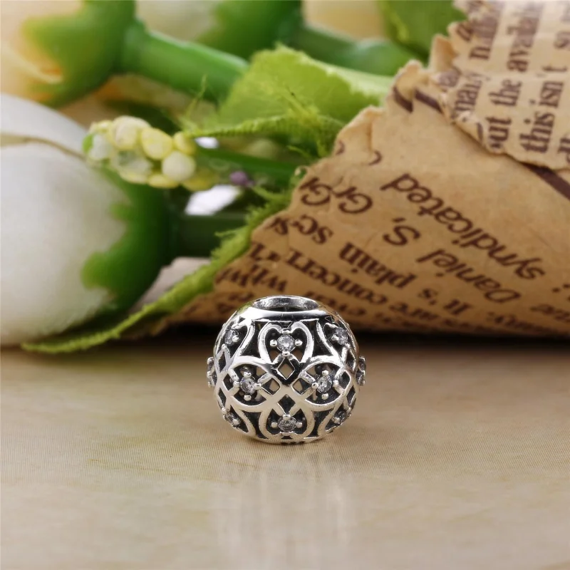 (image for) PANDORA Intricate Lattice Charm, Clear CZ - 791295CZ - View 3