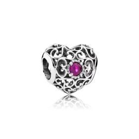 PANDORA July Signature Heart Birthstone Charm - 791784SRU