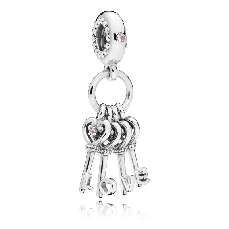 (image for) PANDORA Keys of Love Dangle Charm, Red CZ & Multi-Colored Crystals - 797654NPMMX - Product Image