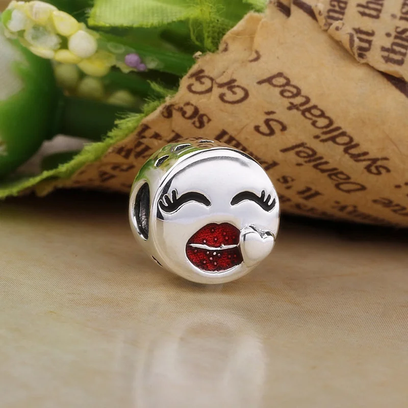 (image for) PANDORA Kiss Charm, Cerise Glitter Enamel - 796561EN152 - View 2